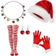 thumbnail image 1 of HOWAF Santa Costume, Christmas Santa Hat Christmas Hat Christmas Red Gloves Santa Gloves Christmas Stocking Red White Stockings Jingle Bells Christmas Necklace Christmas Earrings Christmas Costume, 1 of 8