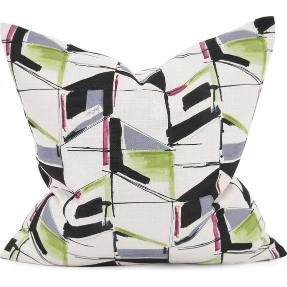 HOWARD ELLIOTT ABSTRACT Pillow Throw 20x20 Natural Fuchsia White Pink Polyester
