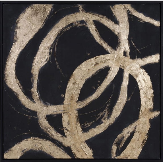 HOWARD ELLIOTT BALLARE Wall Art Abstract Metallic Gold Leaf Matte Black Canvas