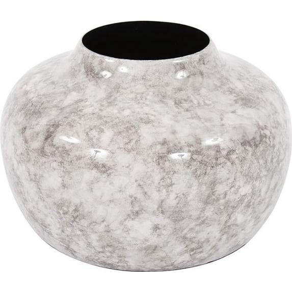 HOWARD ELLIOTT Vase Round Pod Small White Gray Black Brass Cream Pine Hammered