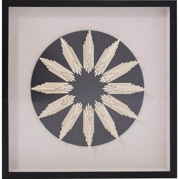 HOWARD ELLIOTT Wall Art Colored Pencil Abstract Natural Matte Black Glass W