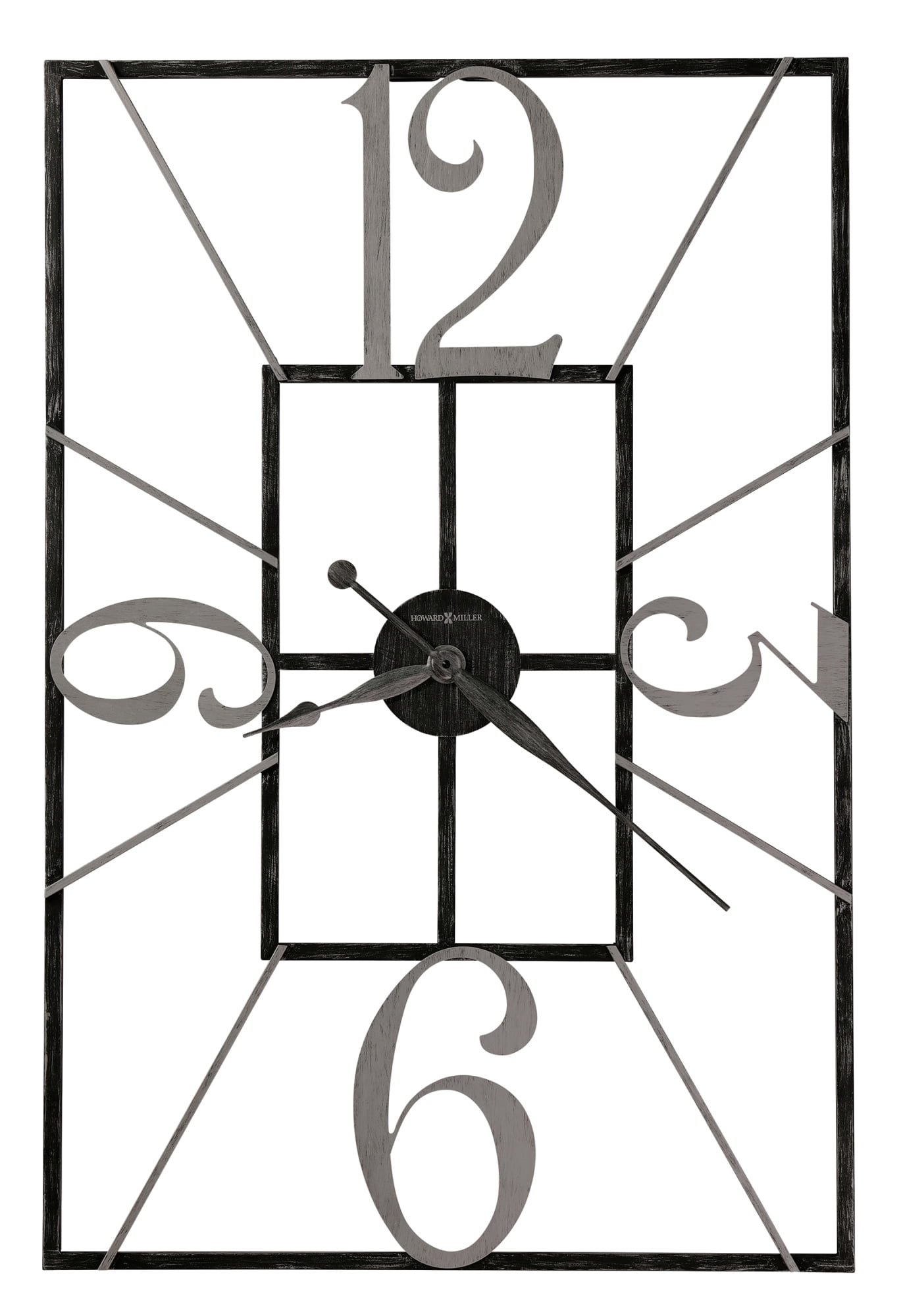 Oversized Gray Wrought Iron Rectangular Wall Clock