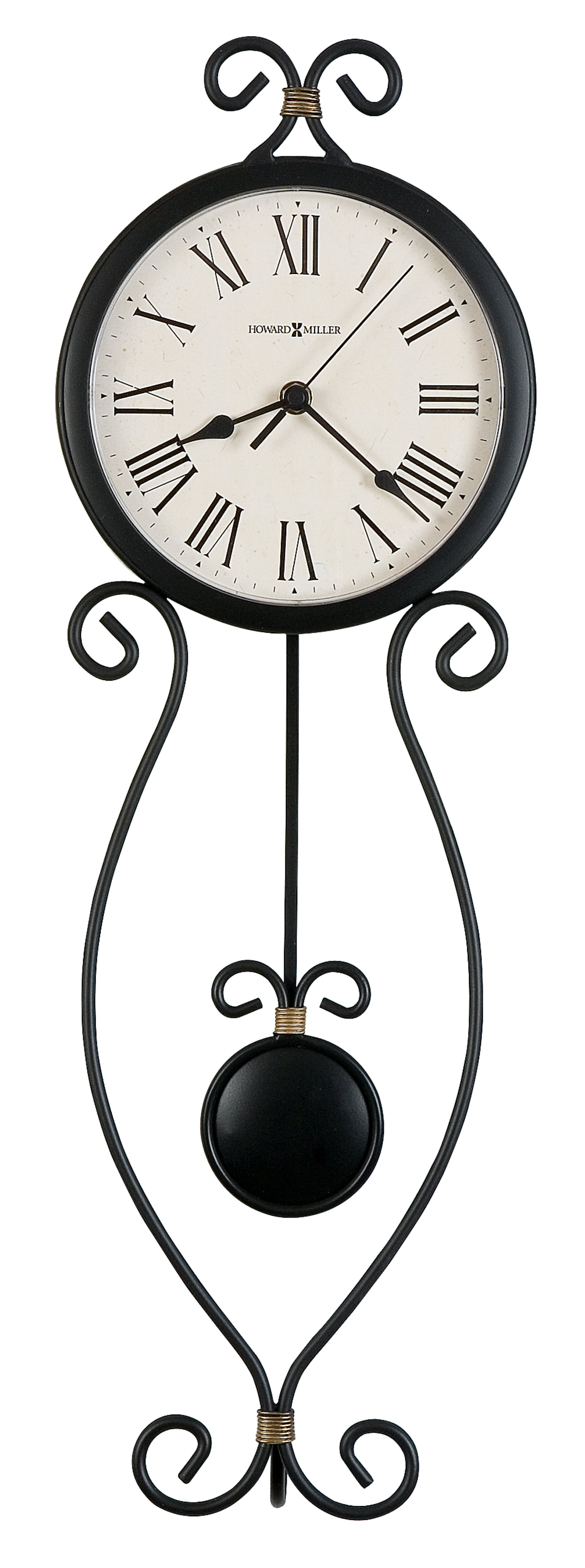 Ivana Antique Black and Gold Wrought-Iron Wall Clock