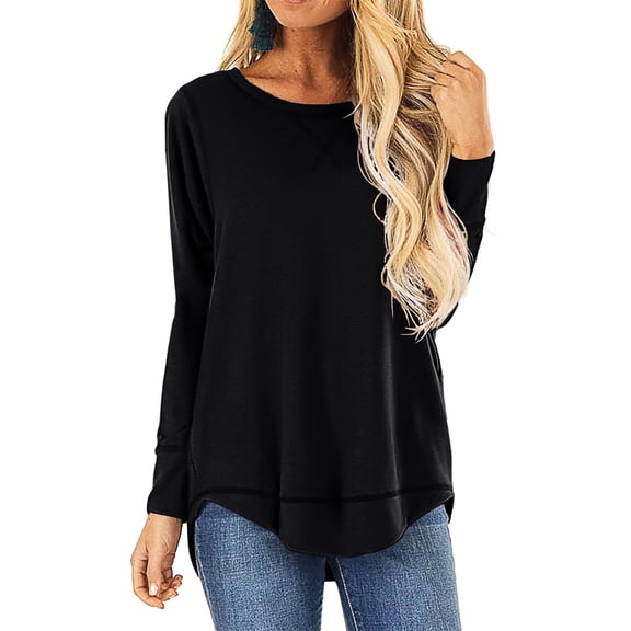 HOWCOME Fall Long Sleeve Side Split Casual Loose Tunic Womens Blouses