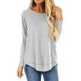 thumbnail image 1 of HOWCOME Fall Long Sleeve Side Split Casual Loose Tunic Womens Blouses, 1 of 5