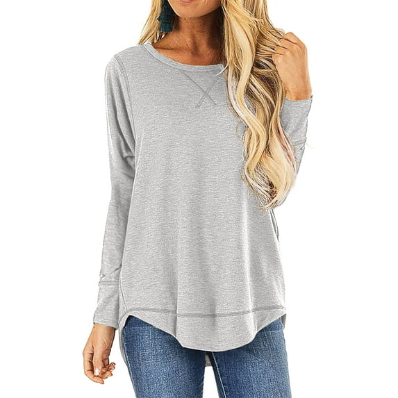 HOWCOME Fall Long Sleeve Side Split Casual Loose Tunic Womens Blouses