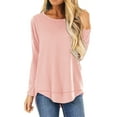 thumbnail image 1 of HOWCOME Fall Long Sleeve Side Split Casual Loose Tunic Womens Blouses, 1 of 5