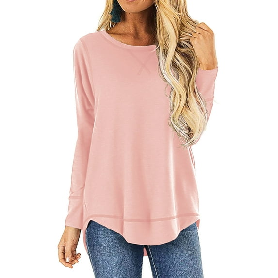 HOWCOME Fall Long Sleeve Side Split Casual Loose Tunic Womens Blouses