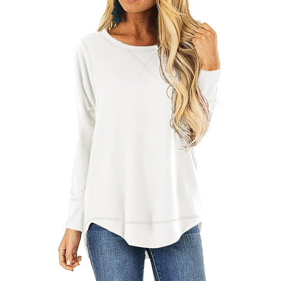 HOWCOME Fall Long Sleeve Side Split Casual Loose Tunic Womens Blouses