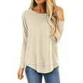 thumbnail image 1 of HOWCOME Fall Long Sleeve Side Split Casual Loose Tunic Womens Blouses, 1 of 6