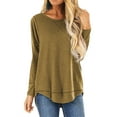 thumbnail image 1 of HOWCOME Fall Long Sleeve Side Split Casual Loose Tunic Womens Blouses, 1 of 5