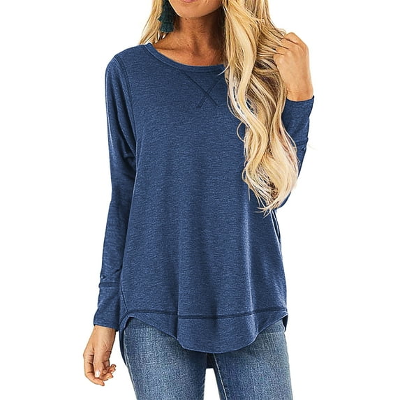HOWCOME Fall Long Sleeve Side Split Casual Loose Tunic Womens Blouses