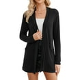 thumbnail image 1 of HOWCOME Lightweight Knit Cardigan for Women Long Sleeve Open Front Sweater with Pockets, Office Layering Cover Ups,Black L, 1 of 7