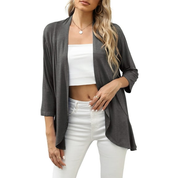 HOWCOME Lightweight Open Front 3/4 Sleeve Womens Cardigan Sweaters