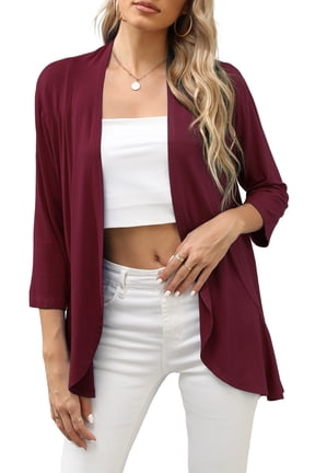 Lightweight Open Front 3/4 Sleeve Womens Cardigan Sweaters