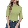 thumbnail image 1 of HOWCOME Short Sleeve T-Shirts for Women Summer Casual Mock Neck Sexy Tops Fitted Tees Light Green XL, 1 of 6
