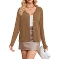 thumbnail image 1 of HOWCOME Soft Button-Up Cardigan for Women Lightweight Long Sleeve Thin Sweater, Dressy Shrugs for Dress,Tan Brown 2XL, 1 of 6