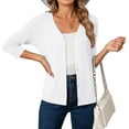 thumbnail image 1 of HOWCOME Women's 3/4 Sleeve Cardigan Sweater Lightweight Button-Down Knitted Layers, White 2XL, 1 of 7