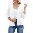 thumbnail image 1 of HOWCOME Women's 3/4 Sleeve Cropped Cardigans Sweaters Jackets Open Front Short Shrugs(White,XL), 1 of 6