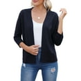 thumbnail image 1 of HOWCOME Women's 3/4 Sleeve Shrugs Lightweight Open Front Cropped Cardigan(Navy Blue,M), 1 of 6