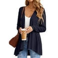 thumbnail image 1 of HOWCOME Women's Lightweight Open-Front Cardigan Sweater Casual Long Sleeve Cover Ups, Navy Blue, L, 1 of 6