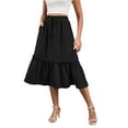 thumbnail image 1 of HOWCOME Womens Tiered MIdi Skirts with Pockets Flowy Elastic Waist Skirt for Bleach Fashion 2025 Black, M, 1 of 6