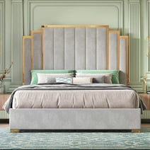 Crown Mark Erin Gray Upholstered Bed with Nail Head Trim, Twin ...