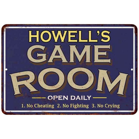 HOWELL'S Blue Game Room Gift Sign Metal Wall Decor 12x18 112180002216