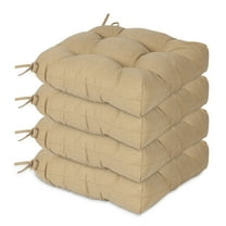HOWEN 19x19x5 Inch Tufted Outdoor Chair Cushions, Water and Fade Resistant Polyester Dining Chair Pads with Ties for Patio Furniture, Set of 4,Brown
