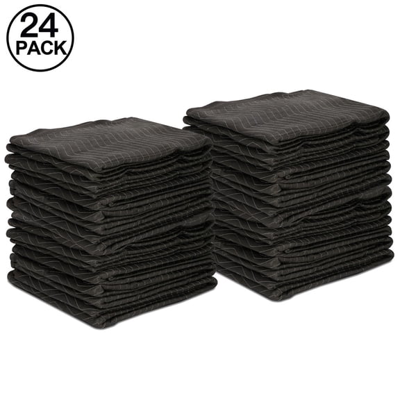 HOWEN 24-Pack Heavy Duty Moving Blankets 80x72 Inches (65lb/dz), Professional Grade Furniture Shipping Pads for Maximum Protection, Quilted Design