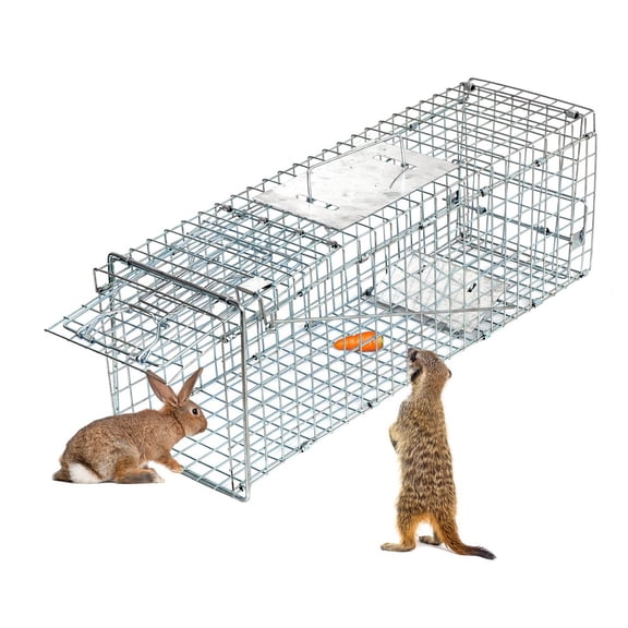 HOWEN 24-inch Humane Live Animal Trap Cage, Catch and Release for Rabbit, Raccoon, Squirrel, and Mole, Heavy-Duty Mesh with Sensitive Trip Plate