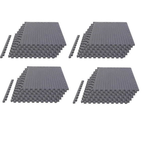 HOWEN 24" x 24" - 1/2" Extra Thick Floor Exercise Mat for Home Gym or Floor Padding - High-Density EVA Interlocking Foam Floor Tiles for Gym Equipment, Play Area | Yoga, Cardio, Weights,Grey QTY: 48