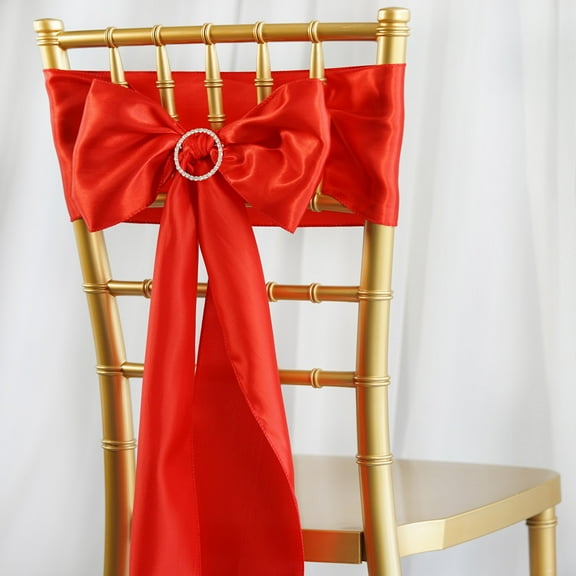 HOWEN 25 New SATIN Chair Sash BOWS Ties Wedding Bridal Party Supplies Decorations SALE,6" wide x 106" long.Red