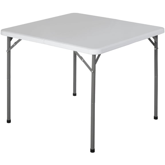 HOWEN 34-inch Square Folding Card Table, Plastic Fold-in-Half Picnic Table with Carrying Handle, Lightweight for Indoor and Outdoor Games and Dining