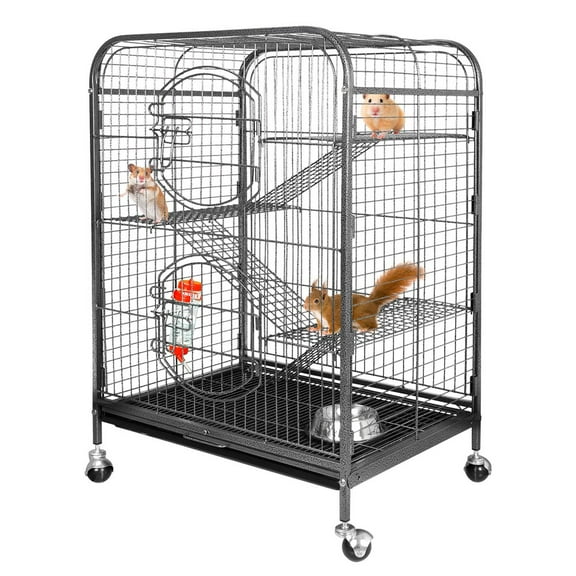 HOWEN 37-inch Ferret Cage 4 Level Habitat, Metal Rat Cage with 2 Doors and Wheels for Small Animals like Chinchillas, Rabbits, and Guinea Pigs