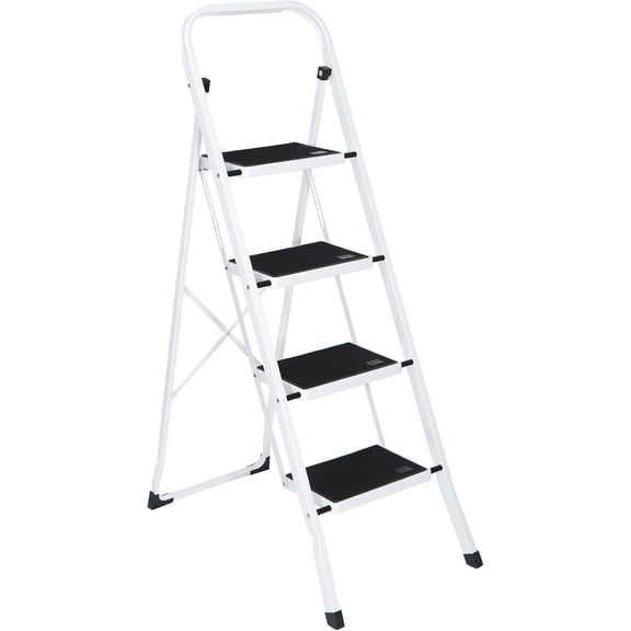 HOWEN 4 Step Ladder, Folding Step Stool with Wide Anti-Slip Pedal, 330lbs Sturdy Steel Ladder for Adults, Portable Steel Step Stool for Home Kitchen Office