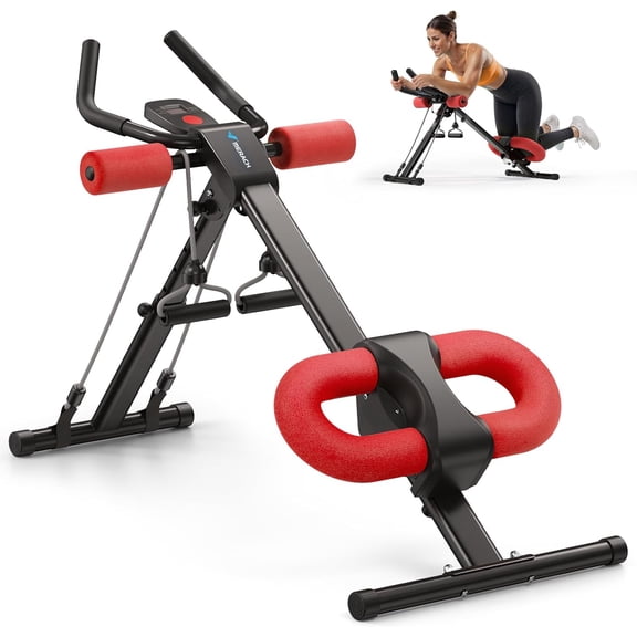 HOWEN Ab Machine, Ab Workout Equipment, Adjustable Ab Trainer Machine for Abs Workout at Home Gym, Foldable, Knee Protection, Abdominal Trainer for Stomach Workout