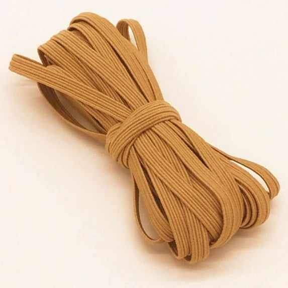 HOWEN Flat Braided Elastic Band 1/4" (6mm),Polyester+ Latex Rubber,10 yards,Clay