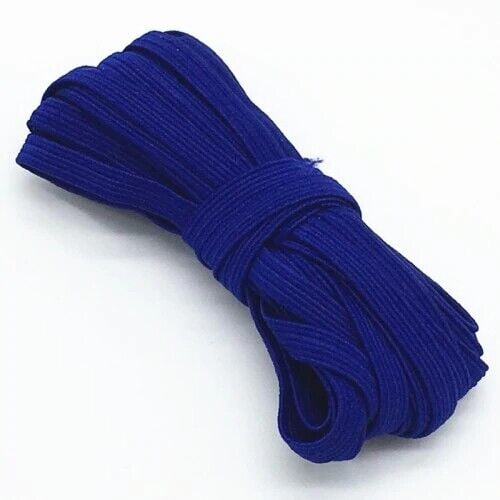 HOWEN Flat Braided Elastic Band 1/4" (6mm),Polyester+ Latex Rubber,10 yards,Royal Blue