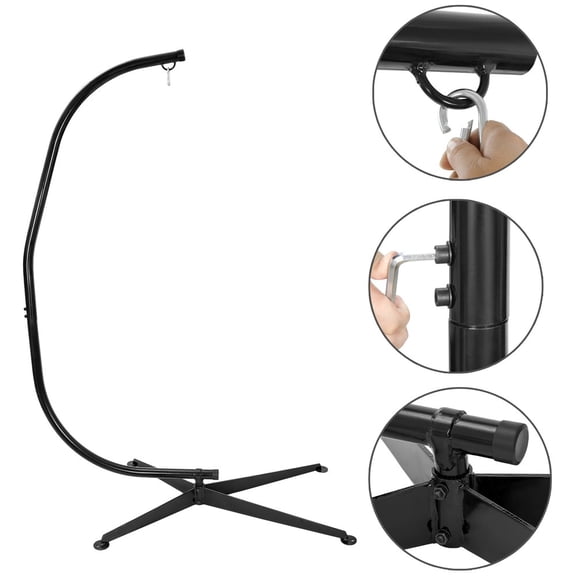HOWEN Hammock C Stand with Metal Construction, For Hanging Air Porch Swing Chair with 360-Degree Swivel, Heavy-Duty Free-Standing Hammock Stand