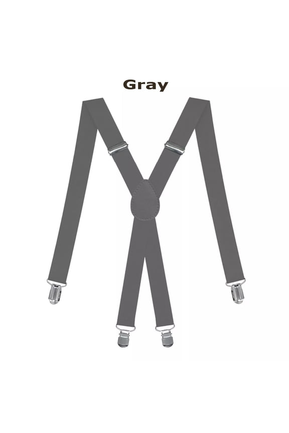 Men's Suspenders - Belt Loop, Various Colors, X Style, Chromed Snaps,Gray