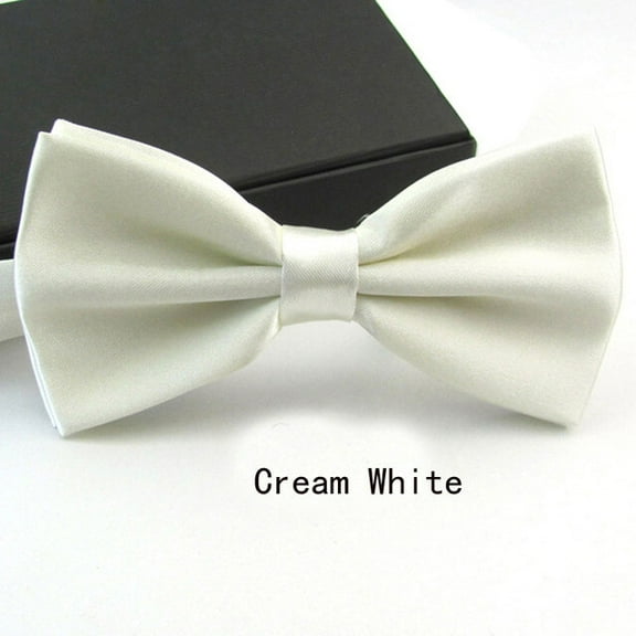 HOWEN Mens Bowtie PreTied Adjustable Necktie Solid Color Formal Wedding Party Tuxedo,Cream White