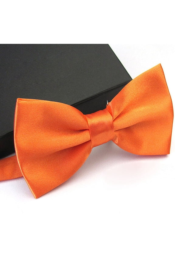 Mens Bowtie PreTied Adjustable Necktie Solid Color Formal Wedding Party Tuxedo,Orange