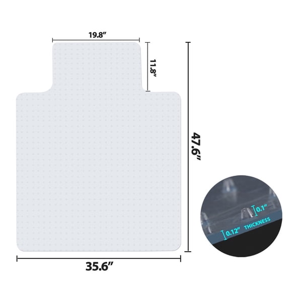 HOWEN Office Chair Mat for Carpet 48"x36", Transparent Computer Desk Chair Mat with Lip, Protective Floor Mat for Home Office and Rolling Chairs