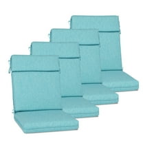 HOWEN Polyester High Back Segmented Outdoor Chair Cushion, Water Resistant & Fade Resistant Removable Cover, Ties and Zipper for Patio Furniture, Set of 4,Teal Blue,37''x20''x2.8''