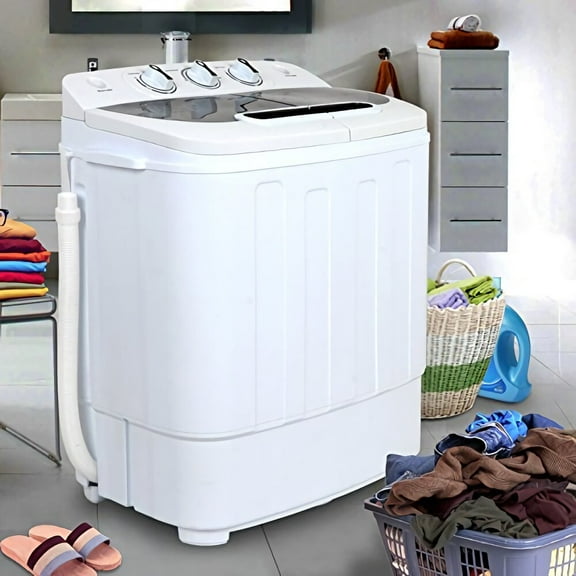 HOWEN Portable Washing Machine, 13lbs Mini Compact Twin Tub Washer and Spin Dryer Combo, Ideal for Apartments, Dorms, RVs, and Small Spaces