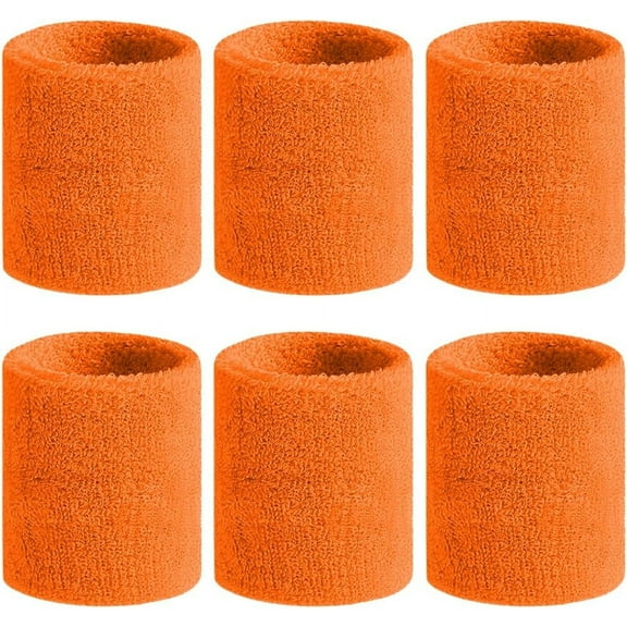 HOWEN Sweatbands Sports Wristband for Men & Women - Moisture Wicking Athletic Cotton Terry Cloth Sweatband for Tennis, Basketball, Running, Gym, Working Out,Orange