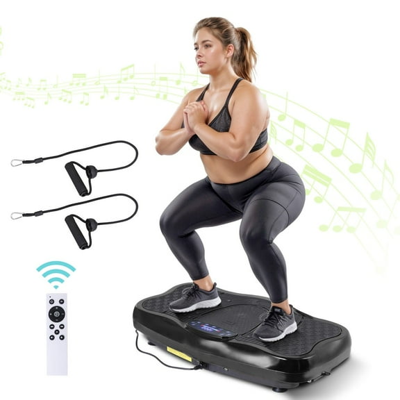 HOWEN Vibration Plate Whole Body Vibration Platform Exercise Machine with Bluetooth in Black, Fitness Machine for Weight Loss and Muscle Toning