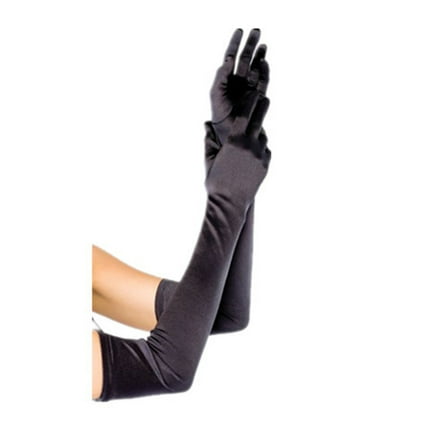 HOWEN Women's Evening Party Formal Gloves 22" Long Satin Finger Mittens,Evening Gloves,Black