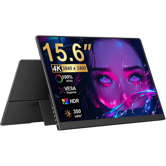 HOWENS 15.6 Inch 4K Portable Monitor 3840×2400 1500:1 350 Nits 60Hz USB-C External Display for Laptop Work from Home Gaming Travel Dual Screen MacBook Windows Plug and Play